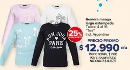 Carrefour Tex remera manga larga estampada oferta