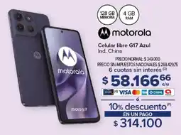 Carrefour Motorola celular libre G17 Azul oferta