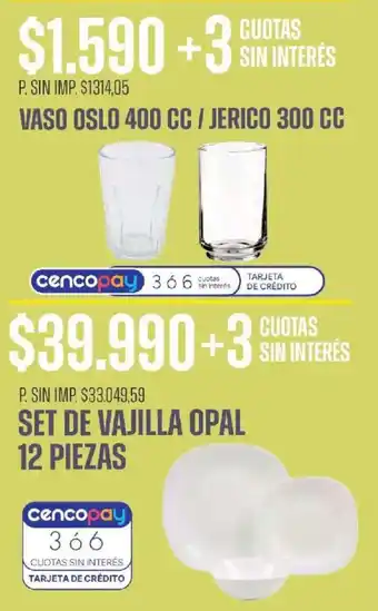 Cencopay set de vajilla opal 12 piezas