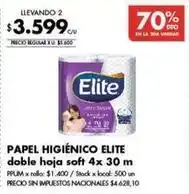 Disco Elite - papel higiénico doble hoja soft 4x 30 m oferta