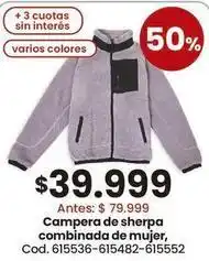 Coto Campera de sherpa combinada de mujer, cod. 615536-615482-615552 oferta