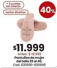 Coto Pantuflas de mujer del talle 35 al 40, cod. 620690-620645 oferta