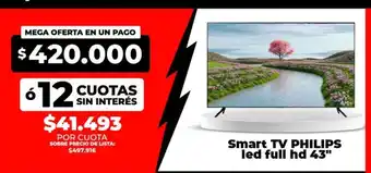 Philips - smart tv led full hd 43