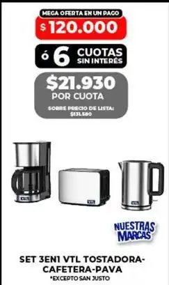 Supermayorista Vital 66 - set 3en1 vtl tostadora-cafetera-pava oferta