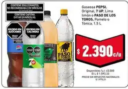 Cooperativa Obrera Pepsi - gaseosa pepsi, original, 7 up, limón o paso de los toros, pomelo o tónica oferta