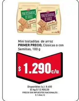 Cooperativa Obrera Primer - mini tostaditas de arroz oferta