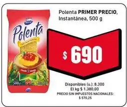 Cooperativa Obrera Primer precio - polenta instantánea oferta