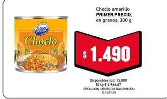 Primer precio - choclo amarillo en granos