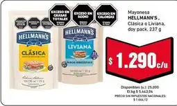 Cooperativa Obrera Hellmann's - mayonesa clásica o liviana, doy pack oferta