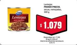 Cooperativa Obrera Primer precio - lentejas secas, remojadas oferta