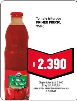 Cooperativa Obrera Primer precio - tomate triturado oferta