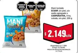 Cooperativa Obrera Maní tostado ecoop oferta