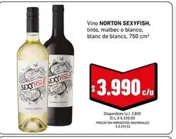 Cooperativa Obrera Norton - sexyfish, tinto, malbec o blanco, blanc de blancs oferta