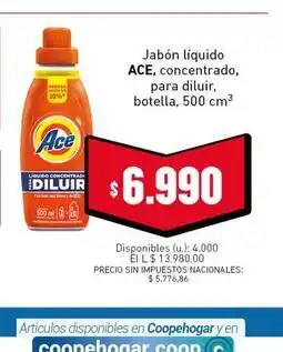 Cooperativa Obrera Ace - jabón líquido concentrado, para diluir, botella oferta