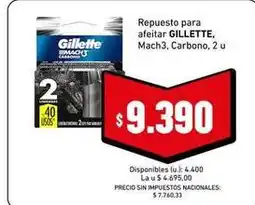 Cooperativa Obrera Gillette - repuesto para afeitar mach3, carbono oferta