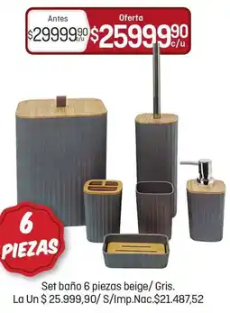 El Nene Set baño 6 piezas beige/ Gris. oferta
