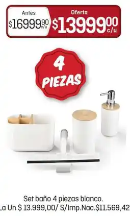 El Nene Set baño 4 piezas blanco oferta
