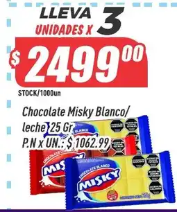 Supermercados Comodin Misky chocolate blanco/leche oferta