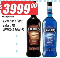 Supermercados Comodin Bar & Pub's licor selecc 1lt oferta