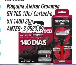 Supermercados Comodin Groomen maquina afeitar 5h 70d 1un/cartucho 5h 140d 2un oferta