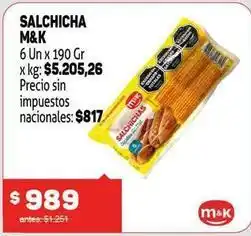 Makro M&k - salchicha oferta