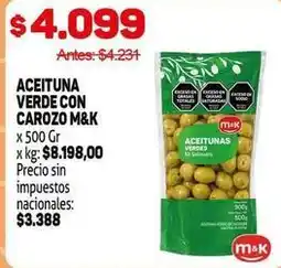 Makro M&k - aceituna verde con carozo oferta