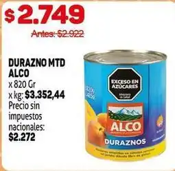 Makro Alco - durazno mtd alco oferta