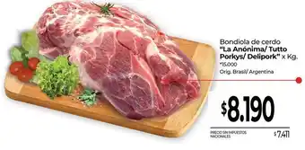 La Anonima Bondiola de cerdo oferta