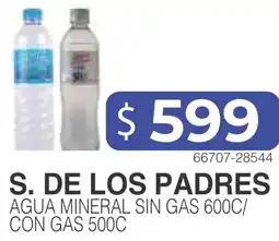 Masivos S. de los padres agua mineral sin gas 600c/ con gas 500c oferta