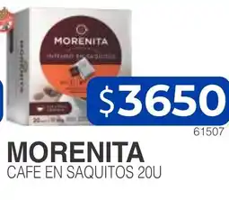 Masivos Morenita cafe en saquitos 20u oferta