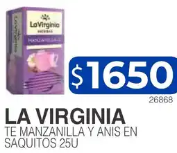 Masivos La virginia te manzanilla y anis en saquitos 25u oferta