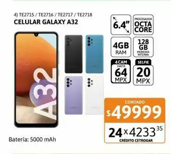 Samsung Celular samsung 6.4" a32 4/128 black oferta