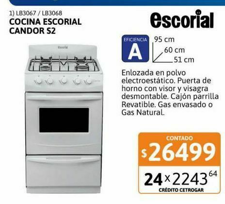 COCINA ESCORIAL CANDOR S2 NEG. GE en Nexon
