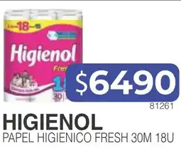 Masivos Higienol papel higienico fresh 30m 18u oferta