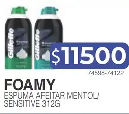 Masivos Foamy espuma afeitar mentol/ sensitive oferta
