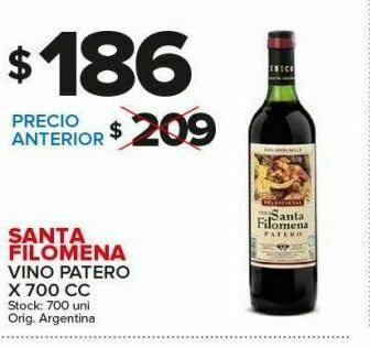 Carrefour Maxi Vino patero santa filomena 700cc oferta