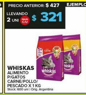 Carrefour Maxi Alimento balanceado para gatos whiskas kg oferta