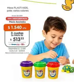Cooperativa Obrera Masa plasti kids, pote, varios colores oferta