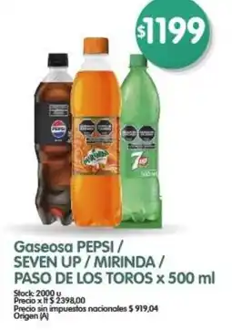 Supermercados Buenos Días Gaseosa pepsi / seven up/mirinda/ paso de los toros oferta