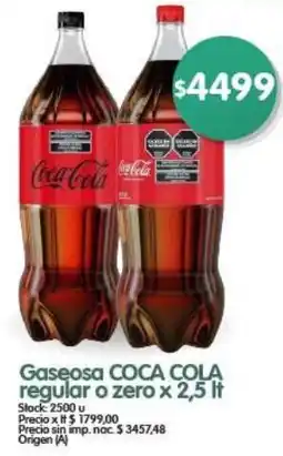 Supermercados Buenos Días Gaseosa coca cola regular o zero oferta