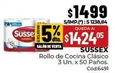 Diarco Sussex - rollo de cocina clásico 3 un. x 50 paños. cód:6491 oferta
