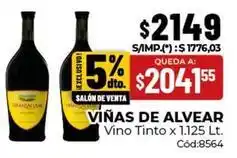 Diarco Viñas de alvear - vino tinto x 1.125 lt. cód:8564 oferta