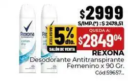 Diarco Rexona - desodorante antitranspirante femenino oferta