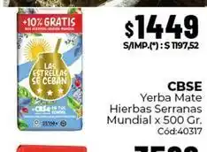 Diarco Cbse - yerba mate hierbas serranas mundial x 500 gr. cód:40317 oferta