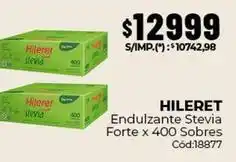 Diarco Hileret - endulzante stevia forte x 400 sobres cód:18877 oferta