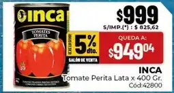 Diarco Inca - tomate perita lata x 400 gr. cód:42800 oferta