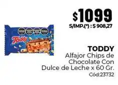 Diarco Toddy - alfajor chips de chocolate con dulce de leche x 60 gr. cód:23732 oferta