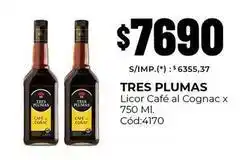 Diarco Tres plumas - licor café al cognac x 750 ml. cód:4170 oferta