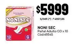 Diarco Nonisec - pañal adulto gd x 10 cód:49345 oferta