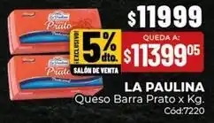 Diarco La paulina - queso barra prato x kg. cód:7220 oferta